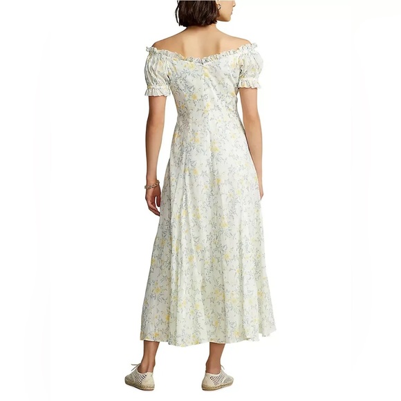 Polo Ralph Lauren Off The Shoulder Puff Sleeve Midi-Dress size 8 - Picture 4 of 6